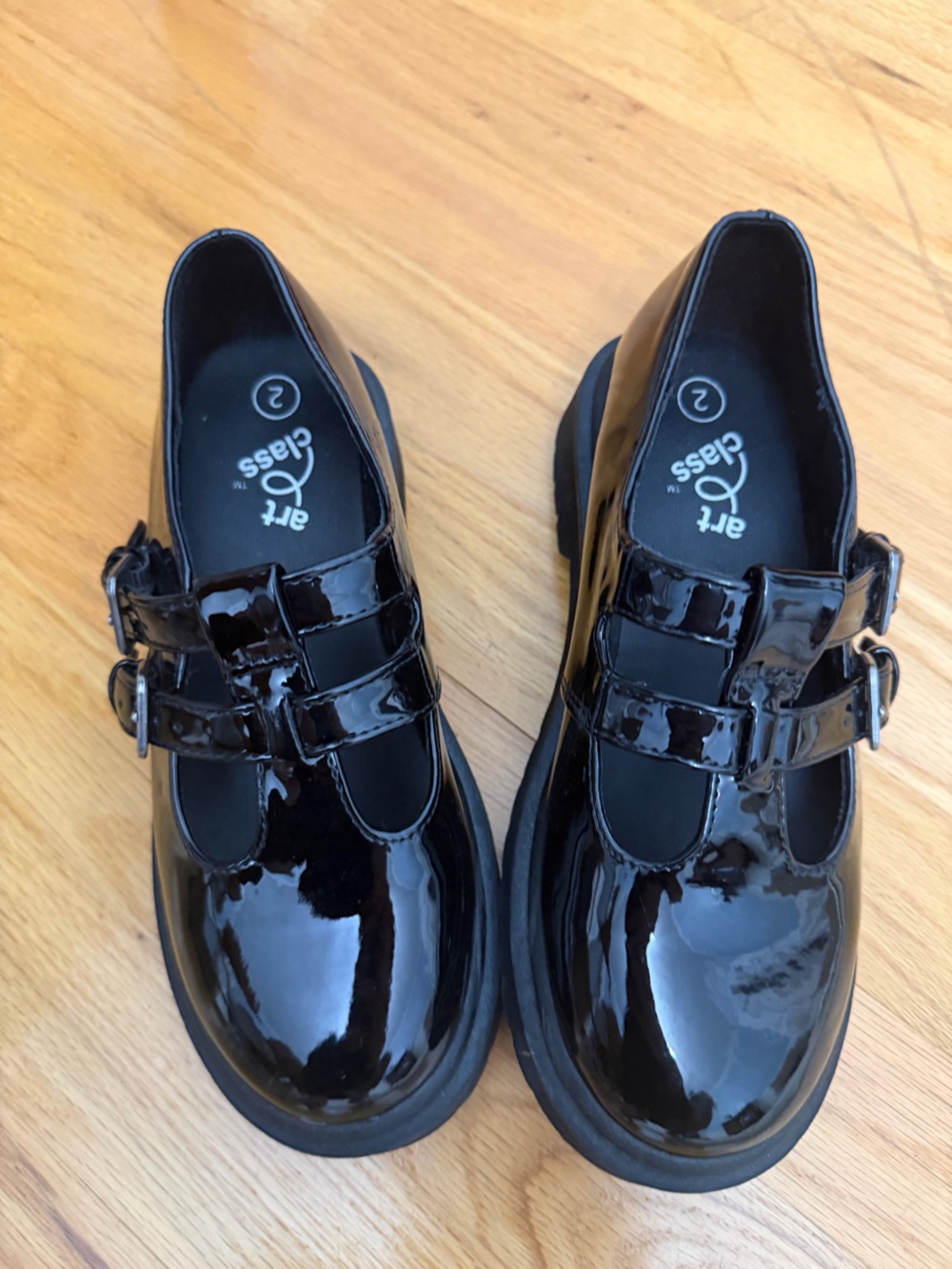 art class Black Patent Double-Strap Mary Jane Loafers